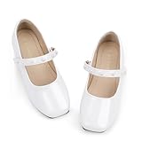 Hehainom Girls Dress Shoes Flower Girl Ballet Flats for Little Big Kids Todder Wedding Party White Patent 10 M US Toddler Peals Shoes