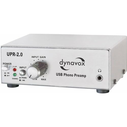 Dynavox Phono-Vorverstärker UPR-2.0, für Plattenspieler mit MM-Abtastsystemen, USB-Ausgang zum Digitalisieren von Vinyl-Platten, Silber