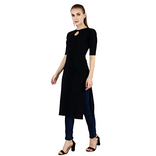 Image of POPWINGS Casual Plain Key Hole streachable Kurti