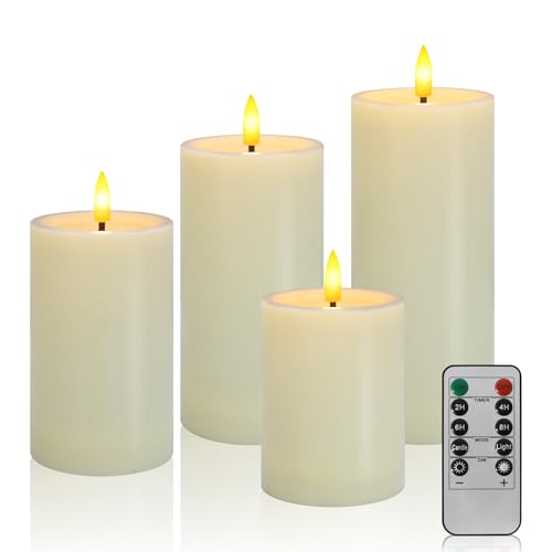 Weihnachtsdeko mit Kerzen 26 Dixmas Flammenlose LED kerzen mit Fernbedienung 4er Set,...
