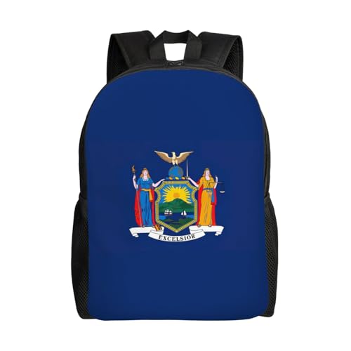 GUOLGP Mochila impermeable de gran capacidad con estampado de bandera del estado de Nueva York para hombres y mujeres, elegante, trabajo, senderismo, al aire libre