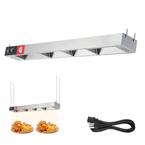 Commercial Food Strip Heater 36'', Food Heat Lamp Strip Warmer 1000w Electric Heater Commercial Grade Infrared Hanging Overhead Stainless Steel for Restaurant Kitchen