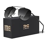 LUENX Aviator Sunglasses for Men Women Polarized Driving Classic Shades - UV 400 Protection with Accessories Gradient Gray Lens 60MM