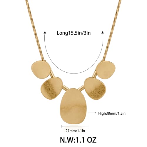 CLASSYZINT Gold Irregular Metal Piece And Coin Pendant Necklace For Women2