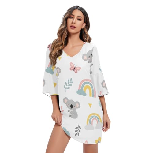 Robe Koala mousseline de soie col V manches 3/4 femme