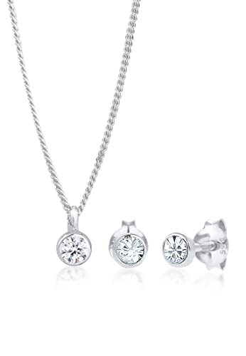 Elli Schmuckset Damen Basic mit Kristallen in 925 Sterling Silber