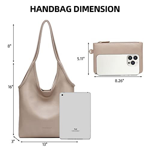 Montana West Slouchy Hobo Bags for Women Soft Designer Shoulder Purses Ladies Top Handle, 1khaki, Large