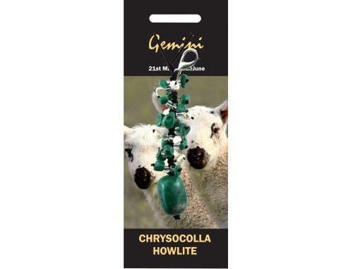 Gemini Birthstone Crystal Charm - Chrysocolla Howlite