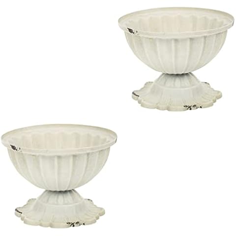 HANABASS 2pcs Classic Riser Flowerpot Bowl Modern Plant Road Garden Office Columns Small Art Holder Patio Retro Vintage Metal Stand Grecian Bucket Wedding Planter Storage Iron Dried Party Cover