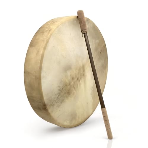 GMP Traditional Frame Drum/Bodhran with Handle, 15' Diameter | Natural Goatskin Head, Comes with...