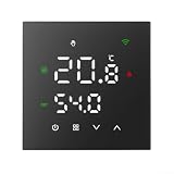 Termostato touchscreen programmabile per controllo del riscaldamento WiFi, compatibile con app Tuya per Smart Life e assistenti vocali in più lingue (riscaldamento elettrico nero 16A)