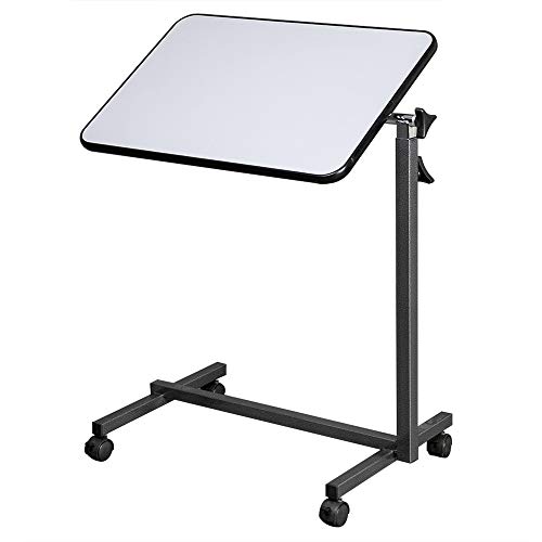 Kcelarec Bed Tray Overbed Table with Wheels, Bed Side Table, Rolling Tray Table for Bed or Chair - Bed Side Table for Laptop, Eating, Rolling Bed Table (Grey)
