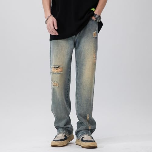 Jeans Pants Trousers Denim Spring and Autumn Men's Japanese Loose Retro Look Skinny Punched Harun2