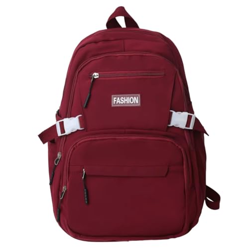 Mochila Escolar Para Adolescentes Universitária Homens e Mulheres Faculdade Escola Viagem Trabalho Reforçada Espaçosa Fashion Média Moderna (Vinho)