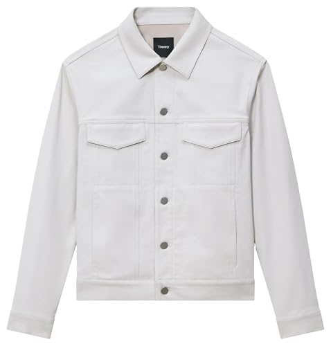 Theory Men's River Jacket in Neoteric Twill, Fog, Small