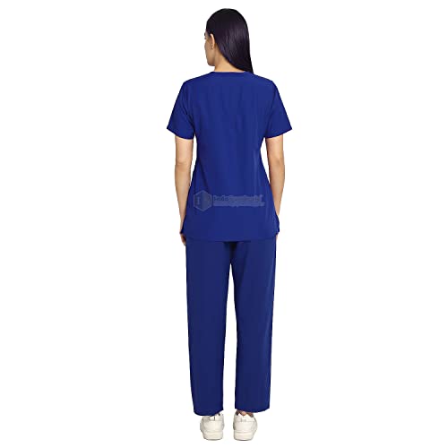 Image of IS IndoSurgicals Faux Wrap Scrub Suits for Doctors Women OT Dress (XXS, Royal Blue)
