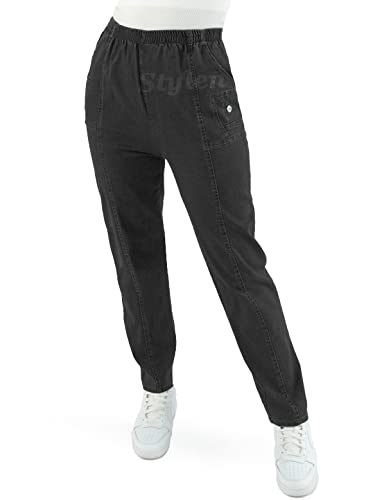 URBAN STITCH Women Jeans Ladies Stretch Trousers High Waist Rise Elasticated Pull On Straight Leg Denim Soft Pants Plus Size Casual Wear