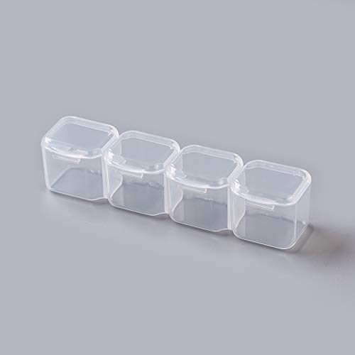 Image of FASHEWELRY 8.3x7.2 Inch 56 Grids Clear Plastic Jewelry Box Storage Containers with Removable Dividers