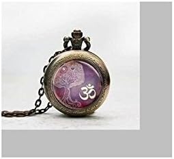 Tree of Life Pendant Pocket Watch ,Tree of Life Necklace Pocket Watch Charm, Yoga Pendant Pocket Watch Glass Tile Jewelry,glass Om, Aum, Zen, Meditation, Buddhism, Purple Watch,om, Aum, Zen, Meditation, Buddhism, Purple Photo