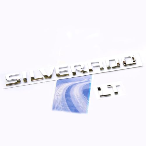 Image of Yoaoo 2pack OEM Nameplate with LT Emblem 3D Badge Replacement for Silverado 1500 2500Hd 3500Hd Series 1999-2018 Gloss Chrome