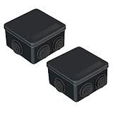 2 x IP55 Waterproof Junction Boxes, IP55 Dustproof Weatherproof Electrical Project Box, Universal Surface Mounted Enclosure Box for Indoor Outdoor Electrical Cables (85x85x50mm) – AVARTEK (Black)