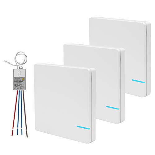 Interruptor de luz inalámbrico con un juego de receptor de emisor, 600 metros, interior de 40 metros, control remoto LED, pantalla para casa, oficina, hotel, fábrica, lámpara de techo LED