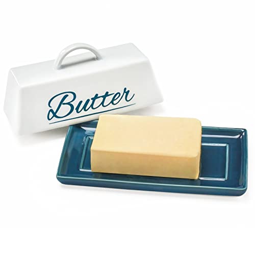 Butterdose aus Keramik, Butterbehälter, Butterdose mit Deckel für Arbeitsplatte und Kühlschrank, perfekt für Ostwestküste Cover