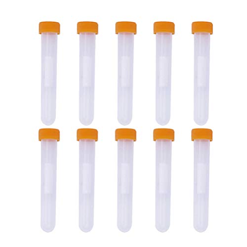 Artibetter 10pcs Sewing Needles Container Toothpick Holder Plastic Clear Storage Tubes with Caps - Orange