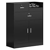 OmySalon Salon Storage Cabinet with Lock, Beauty Barber Salon Styling Station Organizer Equipment,Hair Stylist Station with 5 Hair Dryer Holders,Two Drawers,One Cabinet