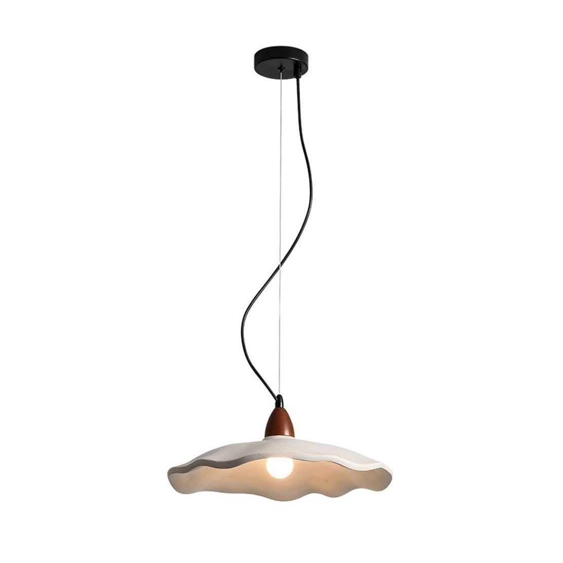 KXEcoLife Pendant Light Ceiling Shade Wavy Edge Chandelier Modern Wooden Fan-Shaped Design lamp Wabi-sabi Aesthetic Decoration Lamp for Dining Room Kitchen Island Bedroom(42 CM/16.54")