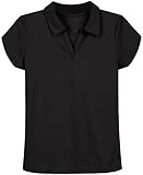 Nautica Girls' School Uniform Short Sleeve Performance Polo, Black, Large(12/14)
