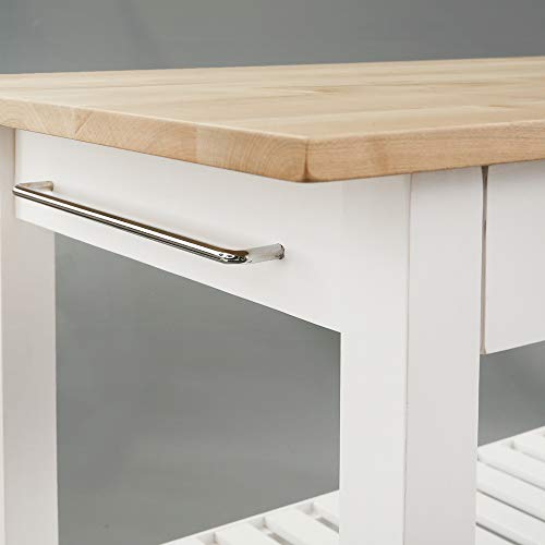 Casual Home Kitchen Island with Solid American Hardwood Top, Natural/White, 40