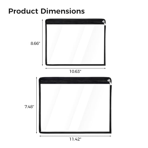 8 Pcs Clear Zipper Pouches, Waterproof PVC Storage Bags, Multi-purpose Travel Bags with Zippers, Transparent, 8.7×10.6" & 7.5 x 11.4", Ideal for Cosmetics, Stationery, Documents4