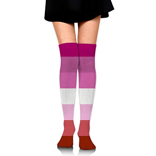 SEAEAGLE Lesbian Pride Flag Women Thigh High Socks Over Knee High Stockings Long Boot Socks