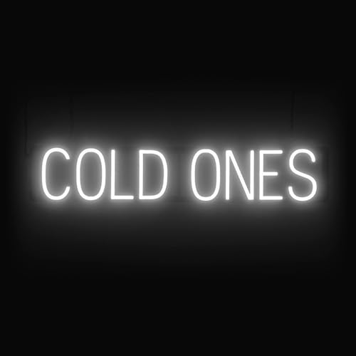 Image of SpellBrite LED Neon COLD ONES Sign for Business - White, 34 inch x 6 inch | Ultra-Bright Click-Together Signage for Bars & Restaurants, with Visibility from 500 ft - 8 Animations, 6 Brightness Levels