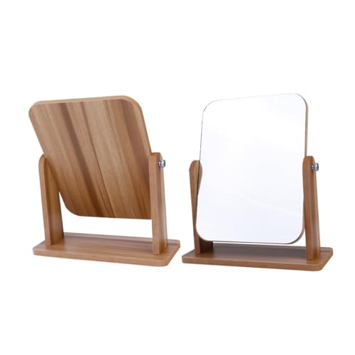 Espejo de maquillaje de madera OUNONA para escritorio miniatura 1
