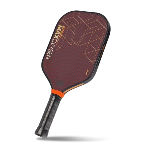 Pickleball Paddles Carbon Fiber Single Paddle USAPA Approved 16MM High Performance Lightweight Racket with Wide Face Long Grip for Men Women Beginner Starters Black Orange