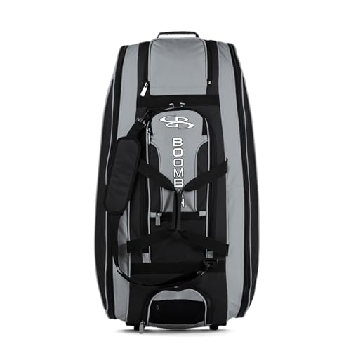 Boombah Beast Rolling Bat Bag - 40" x 14" x 13" - BB2C23 Black/Gray - Holds 8 Bats, Glove and Shoe Compartments