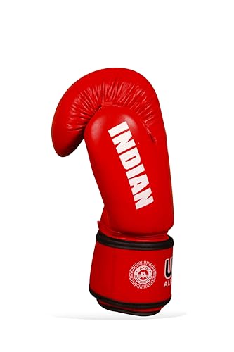 Image of Indian Amateur Boxing Gloves | Leather Gloves | Unisex Boxing Gloves (Red, 10 oz)