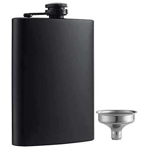 YWQ Hip Flask for Liquor Matte Black 8 Oz Stainless Steel Leakproof with Funnel, Great Gift Idea Flask Cover