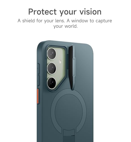 Image of SURITCH for Samsung Galaxy S24 Plus Phone Case, Magnetic Protective Cover with Camera Cover & Adjustable Metal Kickstand for Galaxy S24 Plus (2024)-Lake Green