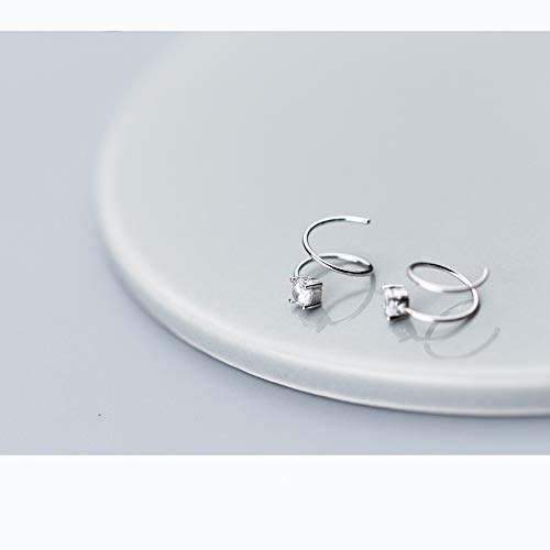 Cubic Zirconia Cuff Small Hoop Earrings Sterling Silver Dainty Crystal Cartilage Twist Crawler Wrap Huggie Earring Ear Piercing Hypoallergenic Sensitive Ears #TOP4