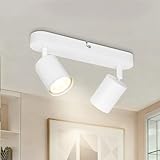 Dehobo Deckenstrahler LED 2 Flammig Schwenkbar 350° – GU10 Deckenlampe Spot Weiß Moderne für Wohnzimmer, Schlafzimmer, Küche – Ohne Leuchtmittel