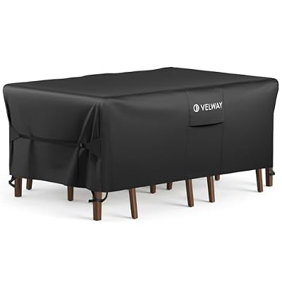 Velway Patio Furniture Cover Waterproof - 420D Heavy Duty Outdoor Furniture Cover with Buckles & Air Vent, Windproof Patio Covers for Rectangular Table Chair Set 74"Lx47"Wx28"H