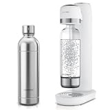 Arendo - Soda Maker Wassersprudler – inkl. 1000 ml Wasserflasche BPA frei + 1000ml WAsserflasche Edelstahl – fein dosierbar – Soda Streamer kompatibel mit 60 l CO2 Zylindern