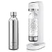 Arendo - Soda Maker Wassersprudler – inkl. 1000 ml Wasserflasche BPA frei + 1000ml WAsserflasche Edelstahl – fein dosierbar – Soda Streamer kompatibel mit 60 l CO2 Zylindern