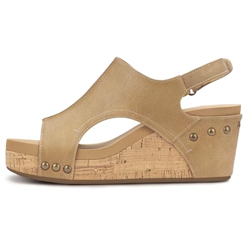 Image of PARTY Women's Wedge Sandals With Buckle Ankle Strap for Dressy Summer