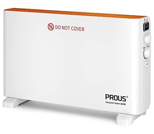 PROUS Calefactor Convector Ahorro de Energía con Ventilador Turbo, 2000W Radiador Electrico Bajo Consumo, Poco Ruido Radiador Electrico, Protección Contra Sobrecalentamiento, Alcance de Hasta 20-30m²