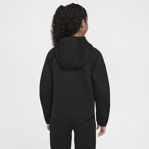 Nike Sportswear Tech Fleece Girls' Full-Zip Hoodie (HV8695-010, Black/Black/Black/Black)2