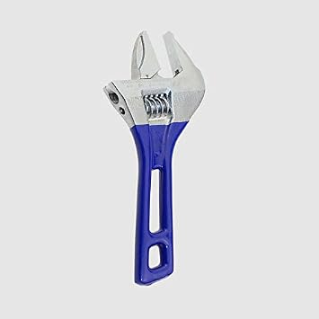 Lightweight Wrench 4" 115MM Adjustable Spanner Soft Grip Wrench with 24MM Wide Jaw Capacity for Plumbing, Automotive, Maintenance, Repair Blue Short